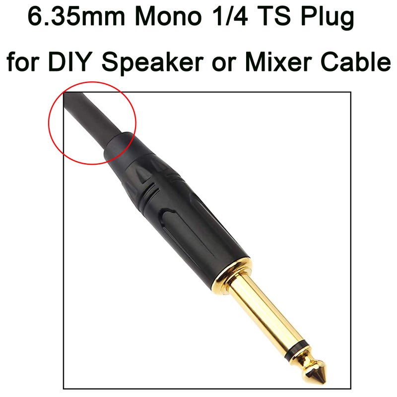 XMSJSIY 1/4" Audio Plug, 6.35 Mono Male Connector, Gold-Plated TS Plug for Guitar/Speaker/Microphone Cable etc (4 Pack) - Image 2